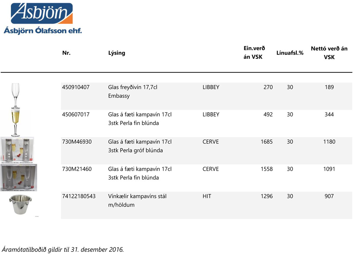 Ásbjörn Ólafsson ehf. - Áramótatilboð