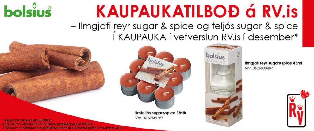 Ilmgjafi reyr sugar & spice og teljós sugar & spice - Kaupaukatilboð í vefverslun RV.is í desember