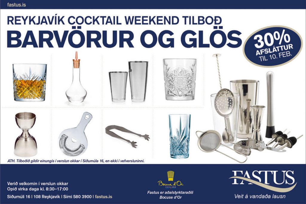 Barvörur og glös - Reykjavík Cocktail Weekend tilboð