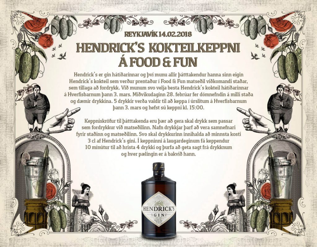 Gin - Hendrick´s Kokteilkeppni á Food & Fun 2018