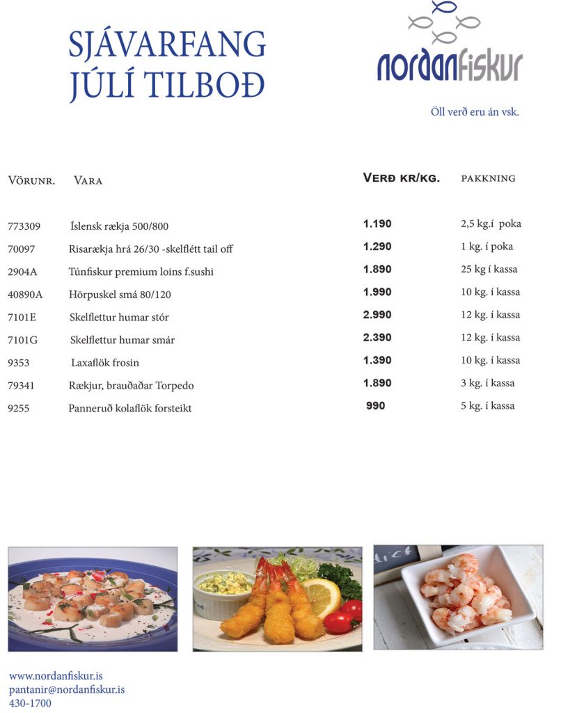 Júlí tilboð Norðanfisks 2018