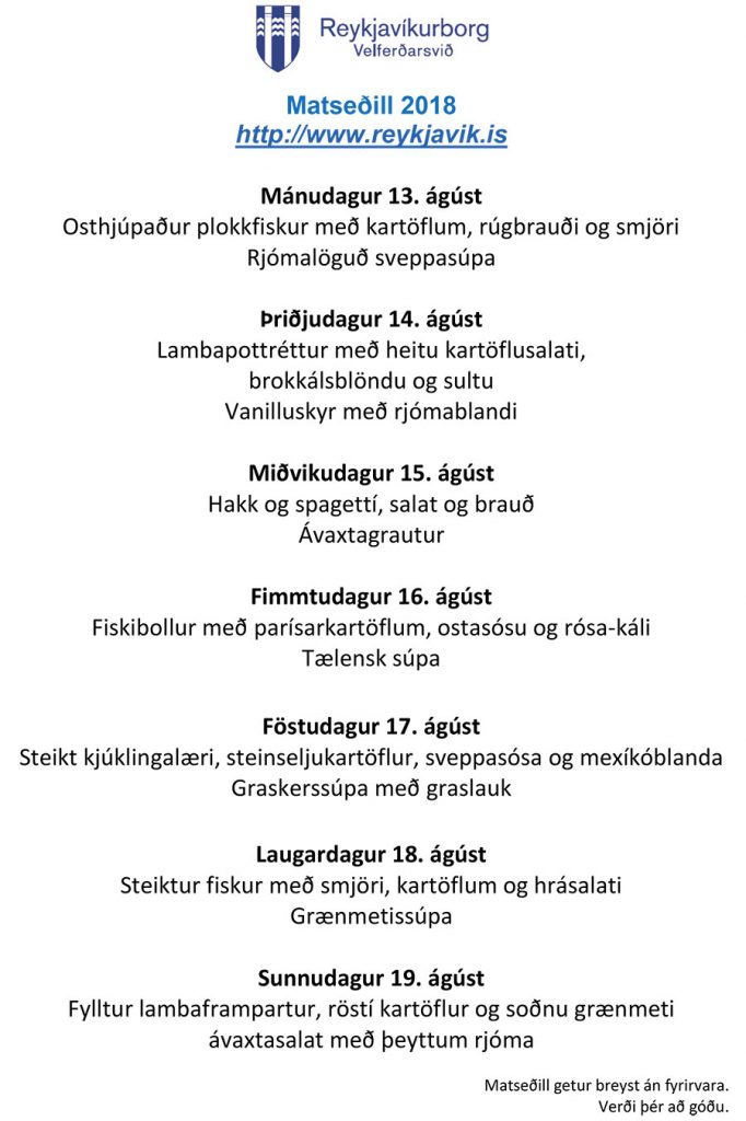 Matseðill eldri borgara