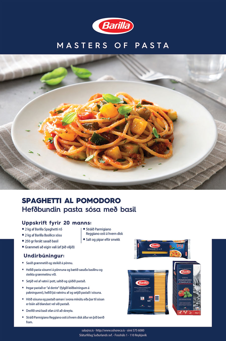 Barilla pasta með basil sósu