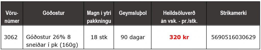 Góðostur, 160g box, 8 sneiðar