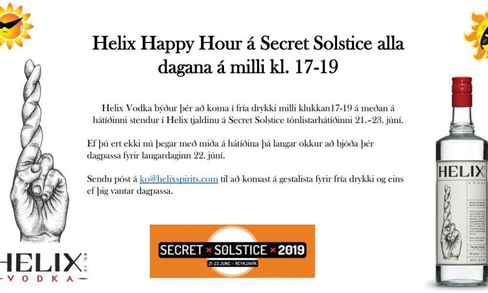 Helix Happy Hour á Secret Solstice alla dagana á milli kl. 17-19