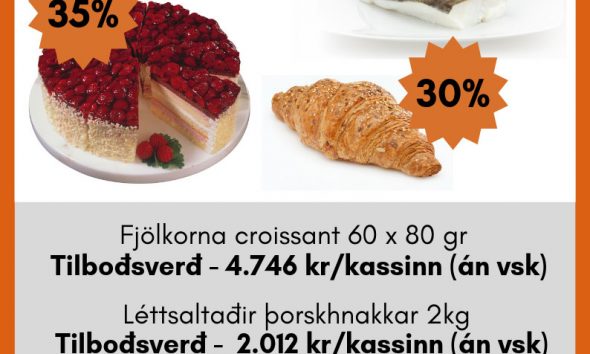 vörur vikunnar hjá Ásbirni Ólafssyni ehf. léttsaltaðir þorskhnakkar frá Nora Seafood og fjölkorna croissant frá Gourmand.