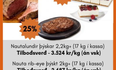 Vörur vikunnar hjá Ásbirni Ólafssyni ehf. - Nautalundir, nauta rib-eye og vinsæla skyrkakan