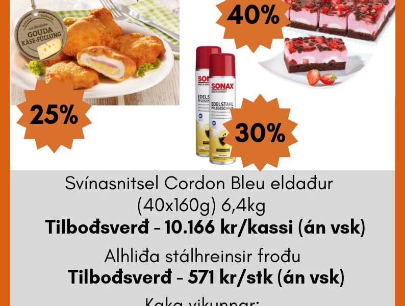 Cordon Bleu, stálhreinsir og jarðarberja- og súkkulaðiaka