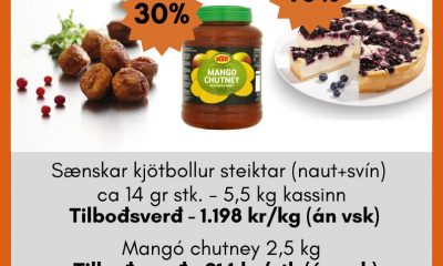 Sænskar kjötbollur, mangó chutney og bláberjaostakaka