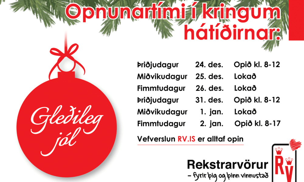 Opnunartími Rekstrarvara í kringum jól og áramót