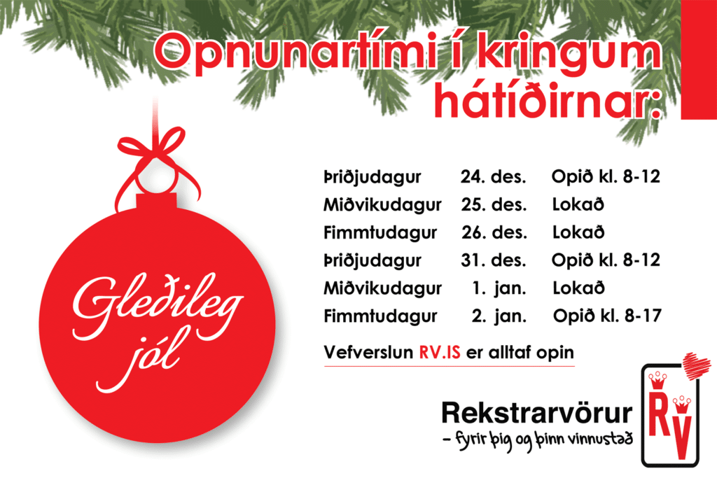 Opnunartími Rekstrarvara í kringum jól og áramót