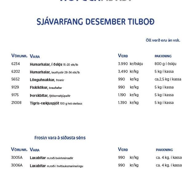 Norðanfiskur - Desember tilboð 2019