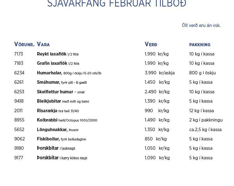 Norðanfiskur - Febrúar tilboð 2020