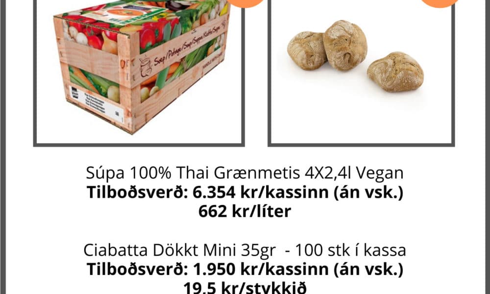 Thai grænmetissúpa og dökk ciabatta smábrauð