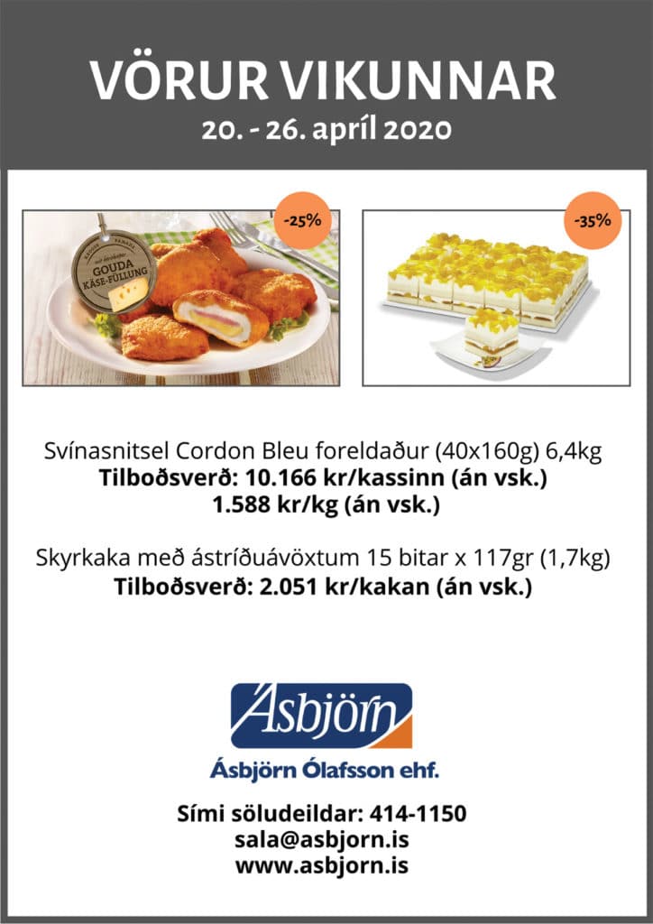 Cordon Bleu og skyrkaka á vikutilboði hjá Ásbirni