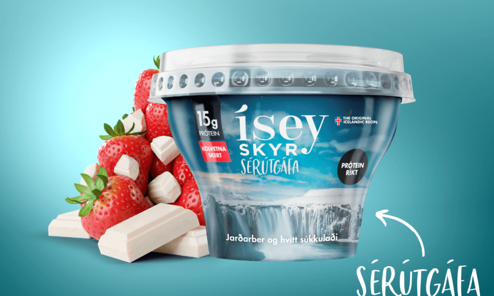 Ísey skyr sérútgáfa með jarðarberjum og hvítu súkkulaði