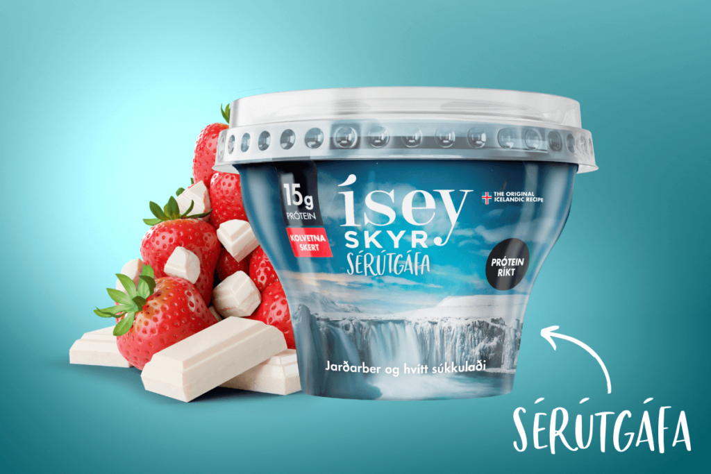 Ísey skyr sérútgáfa með jarðarberjum og hvítu súkkulaði