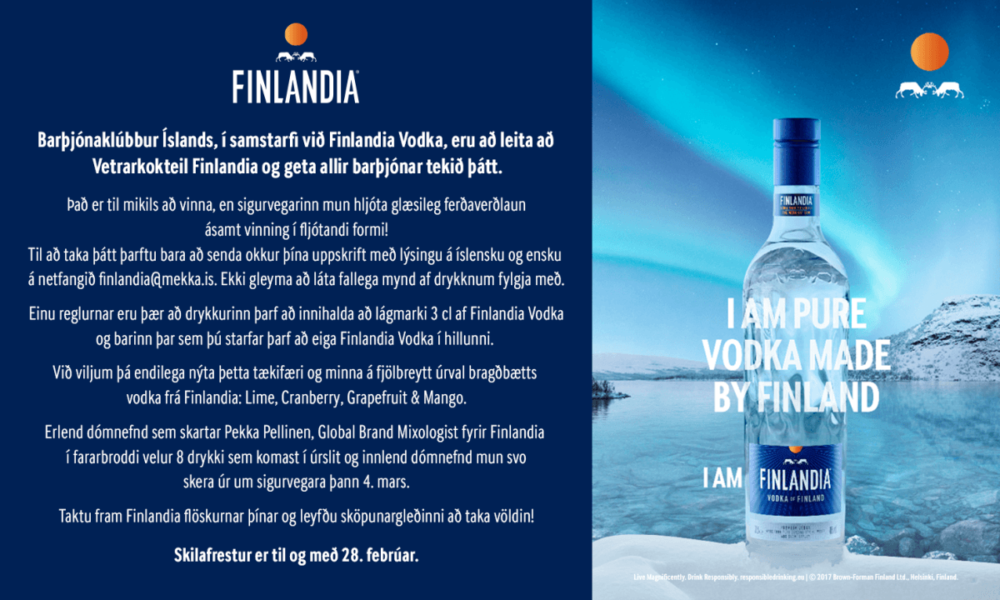 Barþjónaklúbbur Íslands, í samstarfi við Finlandia Vodka