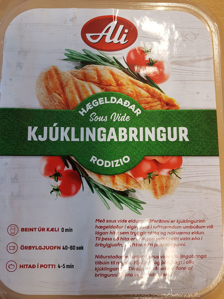 Framleiðslugalli á sous vide kjúklingarétti