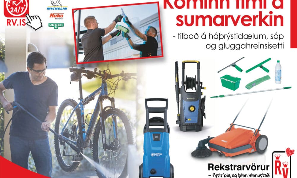 Rekstrarvörur – Sumartilboð á háþrýstidælum, gluggahreinsisetti o.fl.