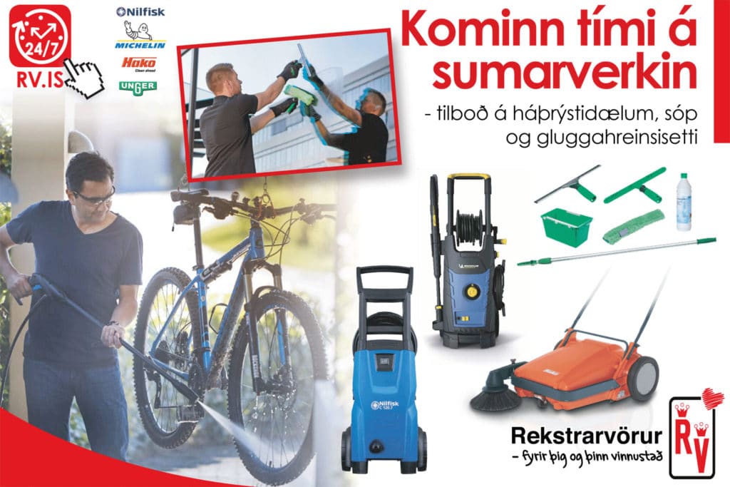 Rekstrarvörur – Sumartilboð á háþrýstidælum, gluggahreinsisetti o.fl.