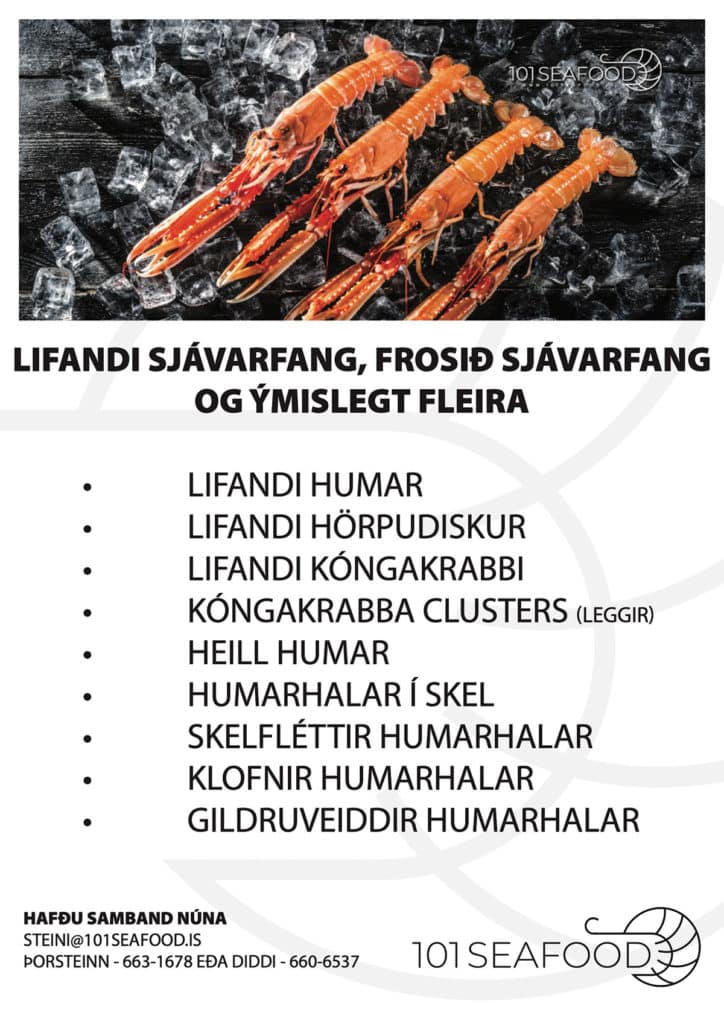 Lifandi sjávarfang, frosið sjávarfang og ýmislegt fleira