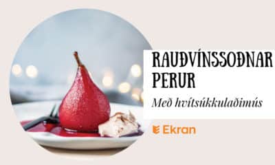 Rauðvínssoðnar perur og hvítsúkkulaði mús