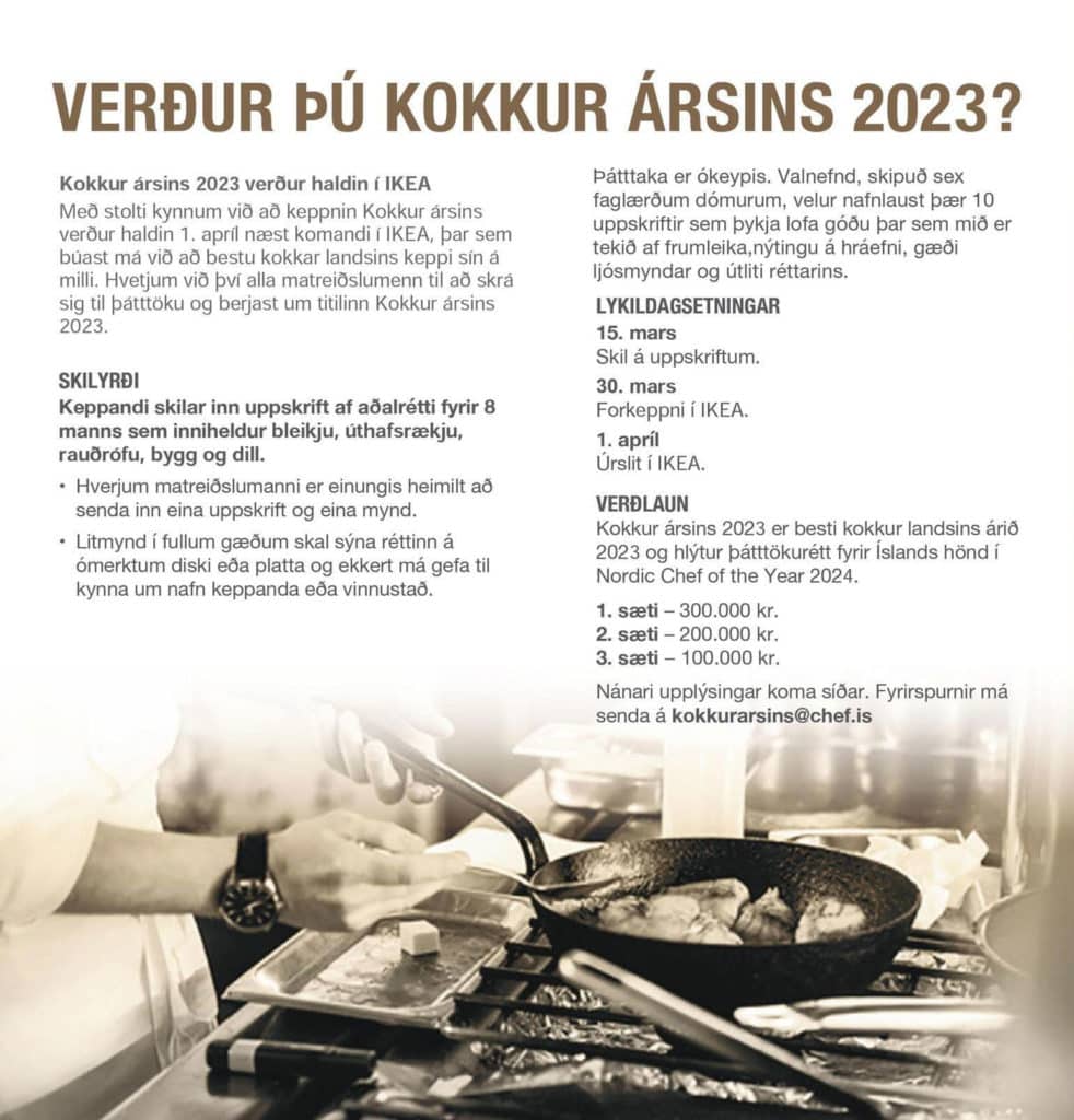 Kokkur ársins 2023 - Skráning hafin