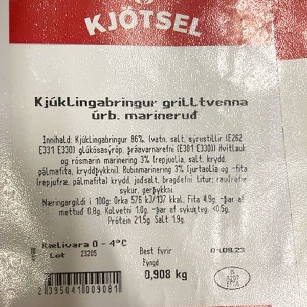 Innköllun á kjúklingabringum vegna gruns um salmonellu