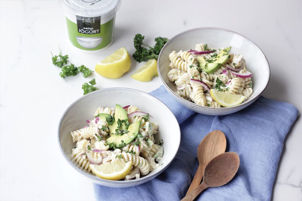 Pastasalat með túnfisk og avacado - Einstaklega ferskt og gott