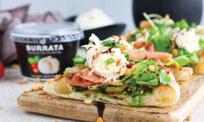 Pizza með burrata og hráskinku