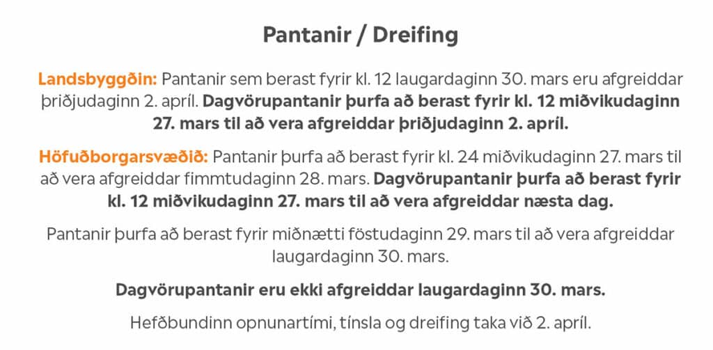 Afgreiðslutímar Ekrunnar um páska 2024