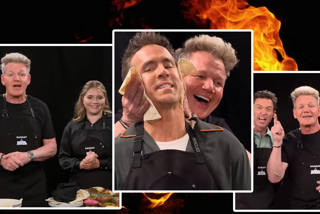 Stórstjörnur í matreiðslukeppni - Vídeó - Stórstjörnurnar Hugh Jackman, Ryan Reynolds, Gordon Ramsay og dóttir hans Matilda Ramsay