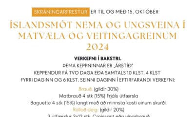 Verkefni og hráefni í bakstri – Íslandsmót nema og ungsveina í matvæla og veitingagreinum 2024