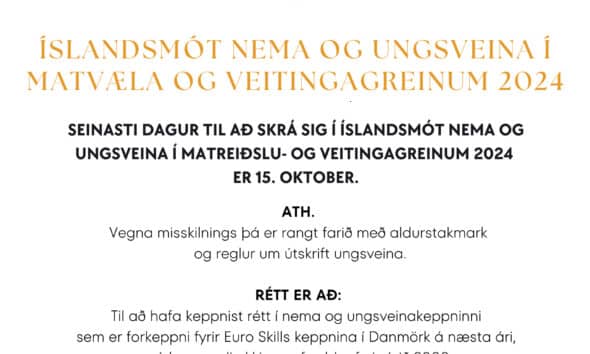 Íslandsmótið: skráning lýkur á þriðjudaginn 15. okt. - Leiðrétting á útskriftareglum