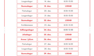 MS - Opnunartími jól 2024