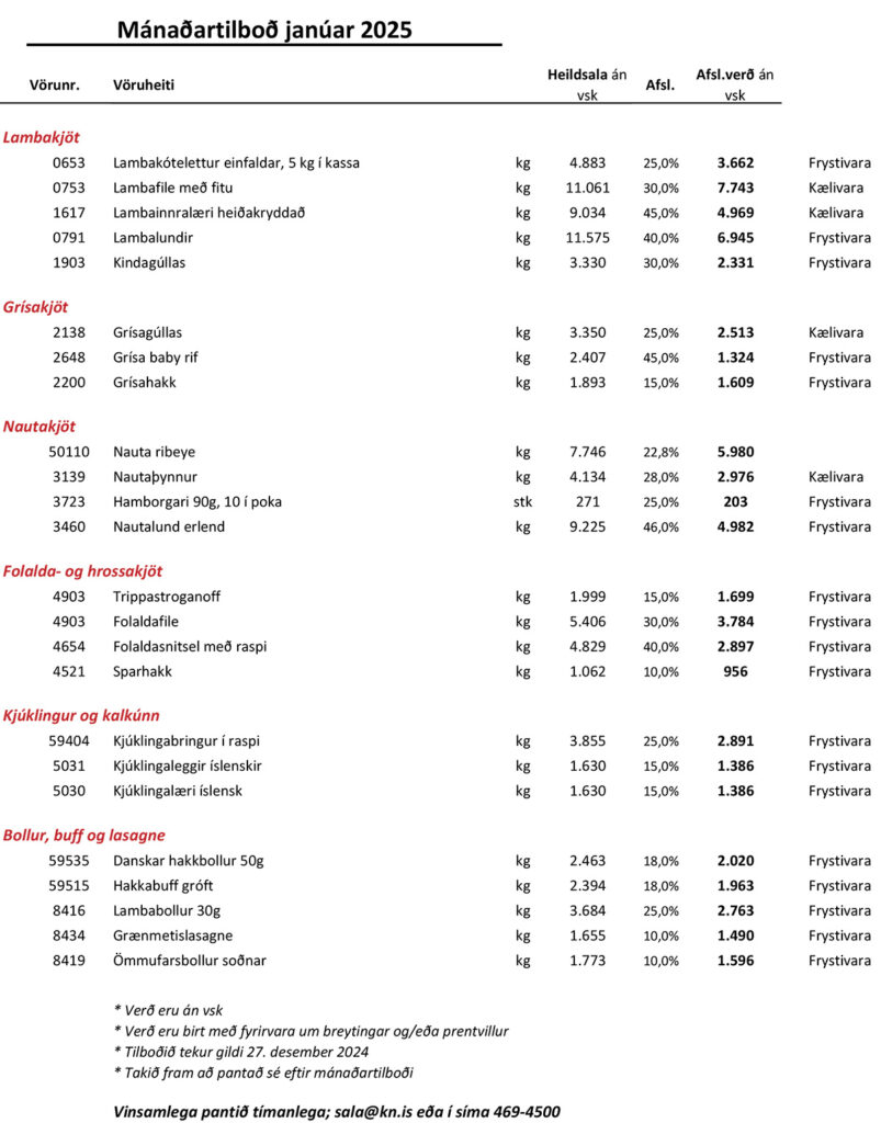 Kjarnafæði - Tilboð janúar 2025
