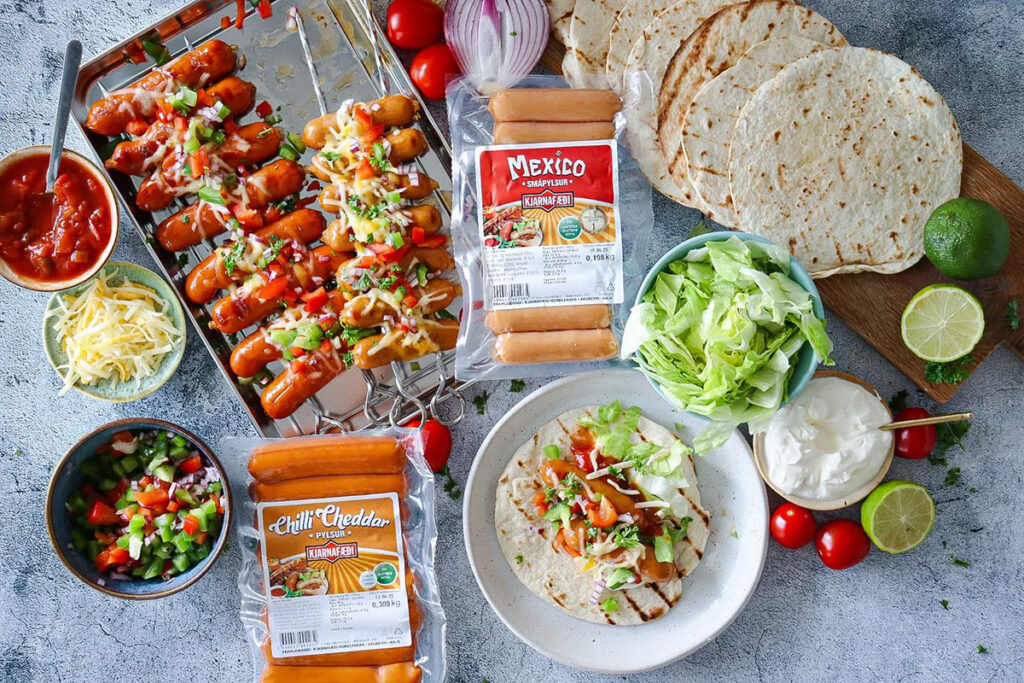 Mexíkósk grillveisla með pylsum og taco: Litríkt og ótrúlega gott