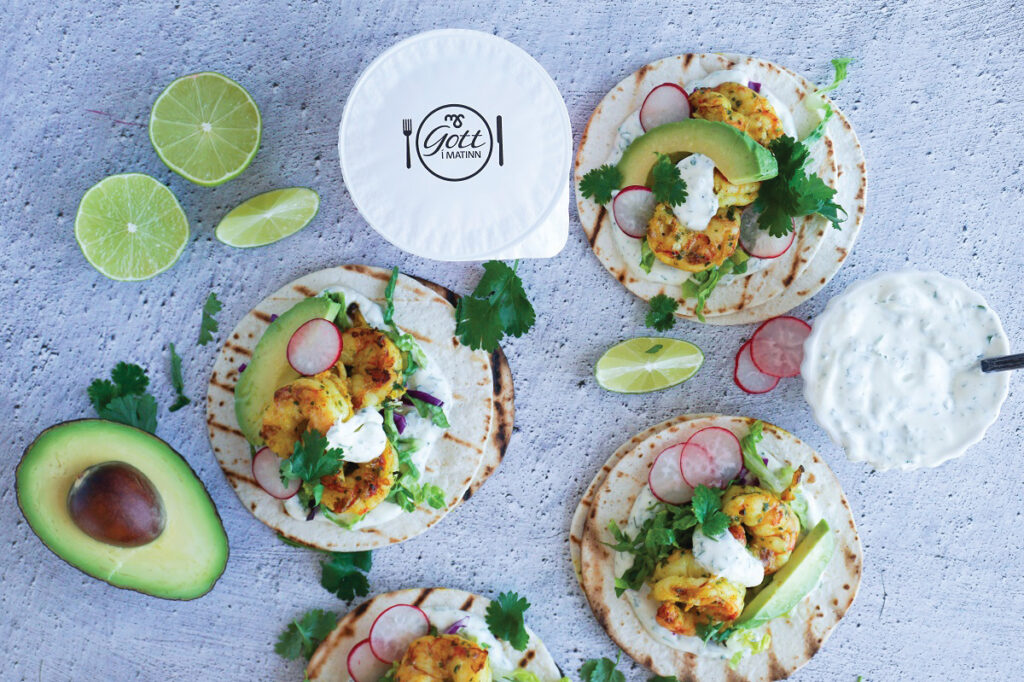 Girnileg uppskrift: Rækjutaco með fersku meðlæti og límónusósu - létt og sumarlegt