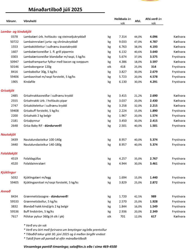 Lambainnralæri, grísarif, folaldakjöt omfl. - Sparnaður í hverju kílói fyrir stóreldhús