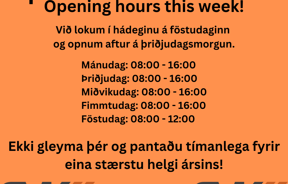 Við lokum snemma á föstudaginn! - RMK