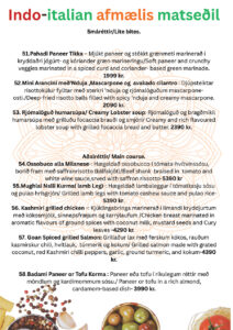 Indo-Italian í Listhúsinu í Laugardal fagnar eins árs afmæli með hátíðarmatseðli