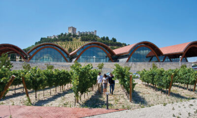 Castillo de Peñafiel, sögufrægi kastalinn í Valladolid-héraði gnæfir yfir Protos og vínekrur vínhússins.
