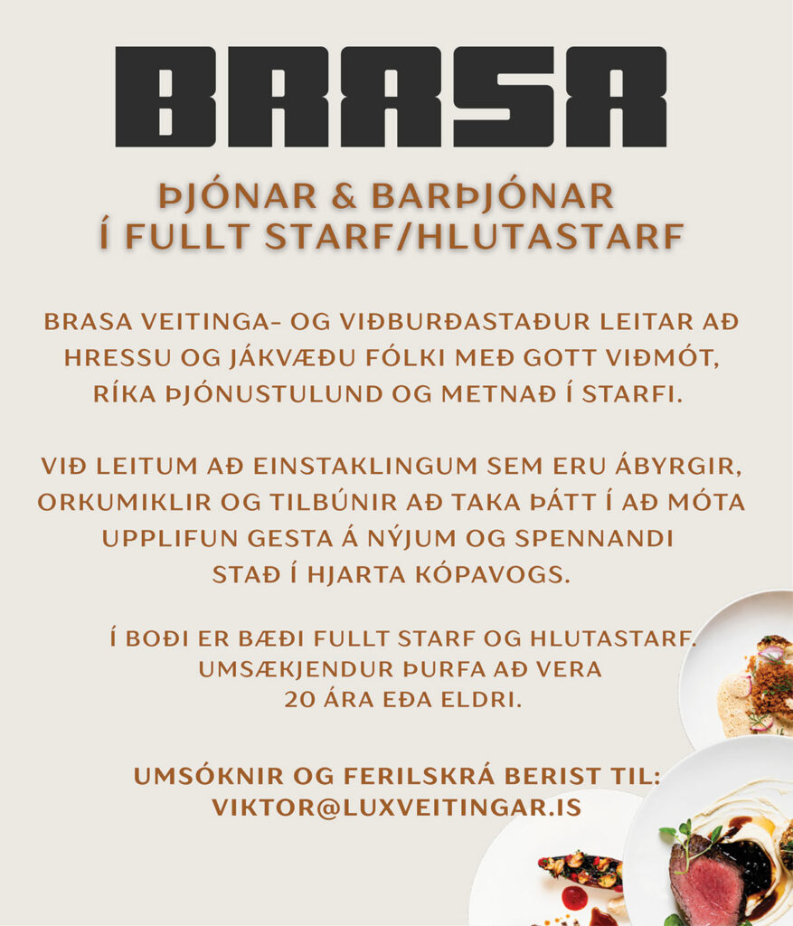 Brasa leitar að þjón­um & barþjón­um í fullt starf/hlutastarf með ríka þjónustulund