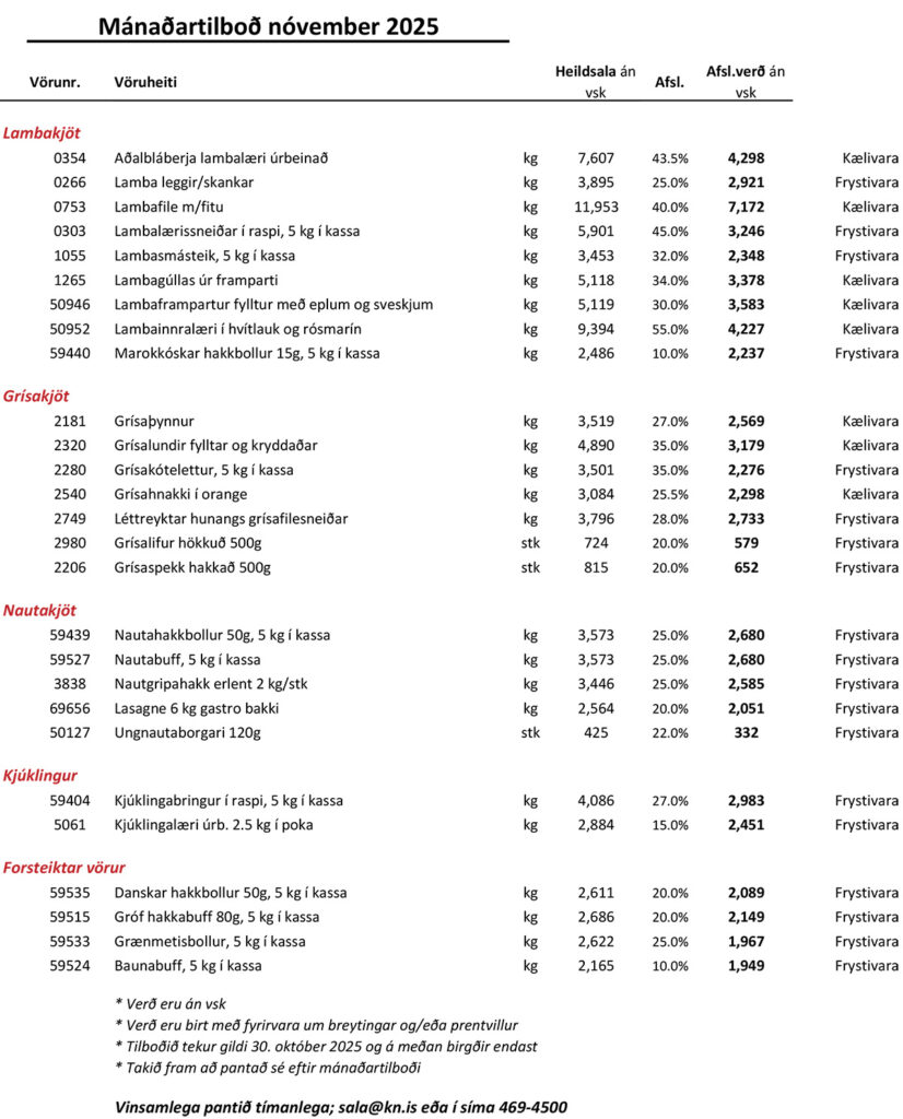 55 prósent afsláttur af lambainnralæri með hvítlauk og rósmarín