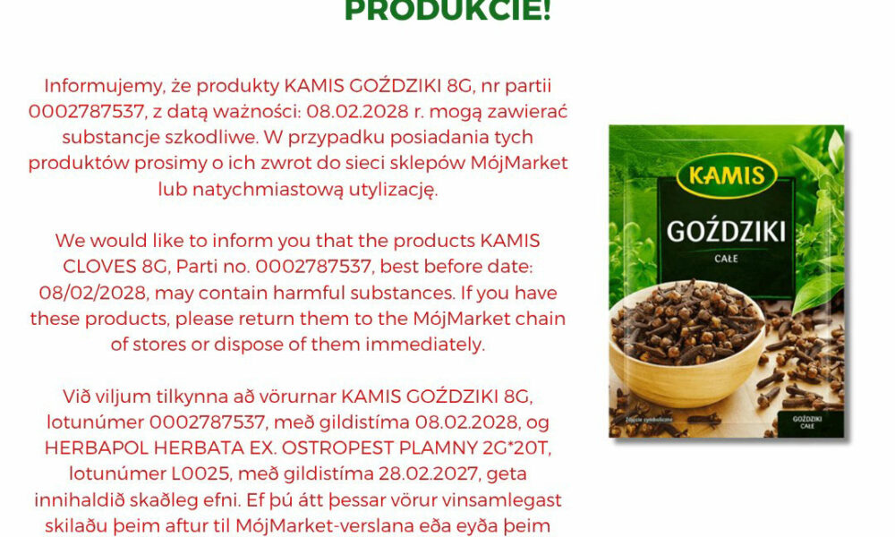 Negulnaglar með ólöglegt varnarefni innkallaðir af markaði