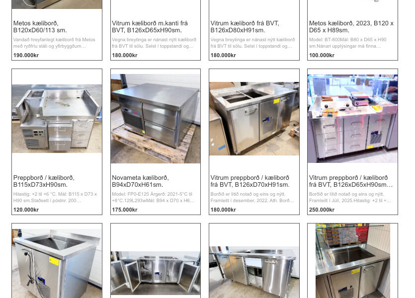 Allt að 80% afsláttur af kæliborðum - miðað við nývirði