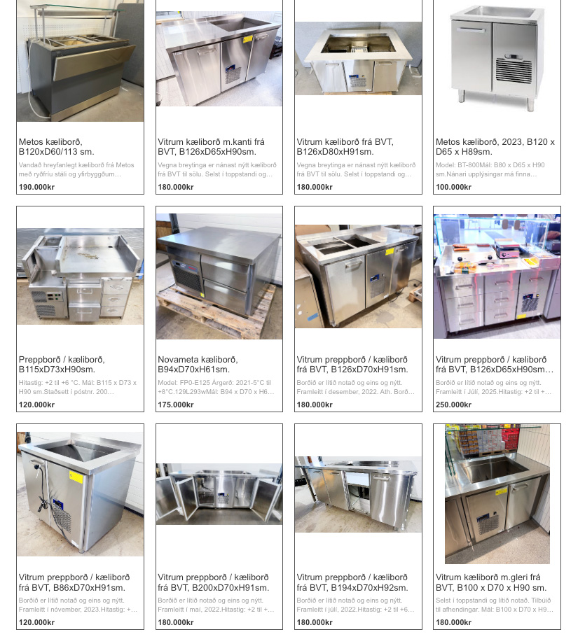 Allt að 80% afsláttur af kæliborðum - miðað við nývirði