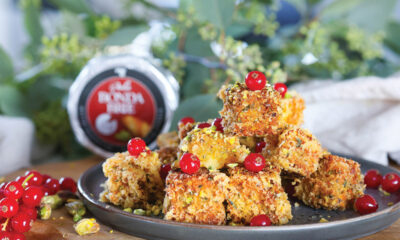 Stökkir Brie bitar með pistasíuhjúp og chili hunangi