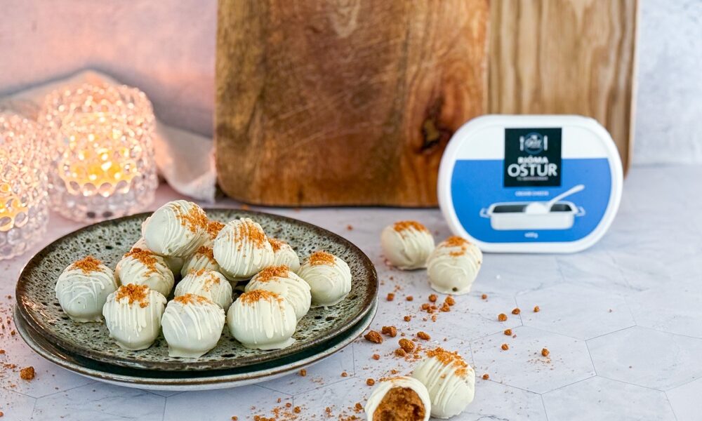 Hættulega góðar ostakökukúlur með Biscoff og hvítu súkkulaði